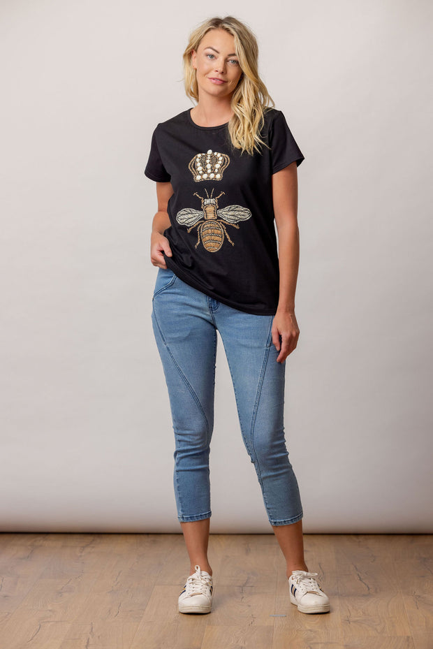 Moss Queen Bee Tee - Black