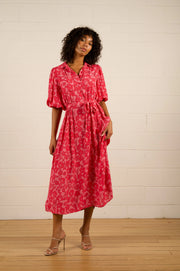The Others Alessia Short Sleeve Shirt Dress - Pink Damask