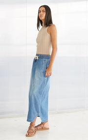 Dricoper Pia Long Skirt - Mid Blue