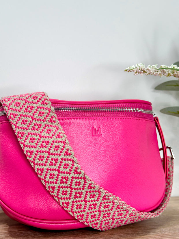 Lemon Tree Dani Crossover Leather Bag - Fuchsia