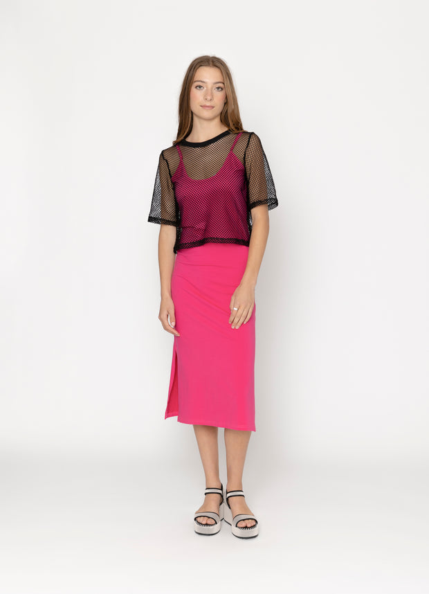 Two By Two Arrow Mesh Top - Black