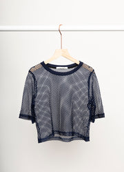 Two By Two Arrow Mesh Top - Navy