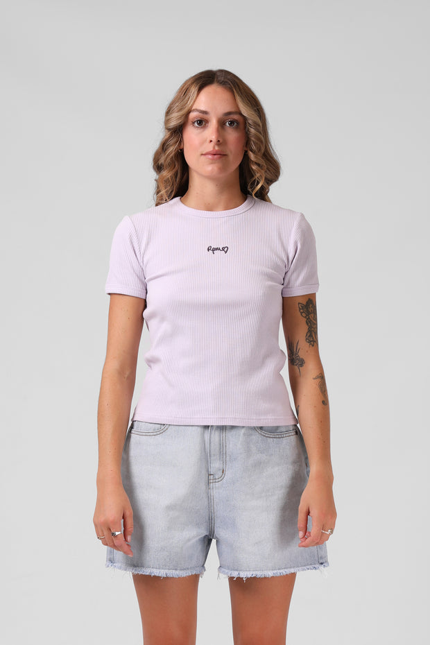 RPM Heart Ribbed Tee - Faded Lilac