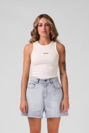 RPM Heart Ribbed Singlet - Off White