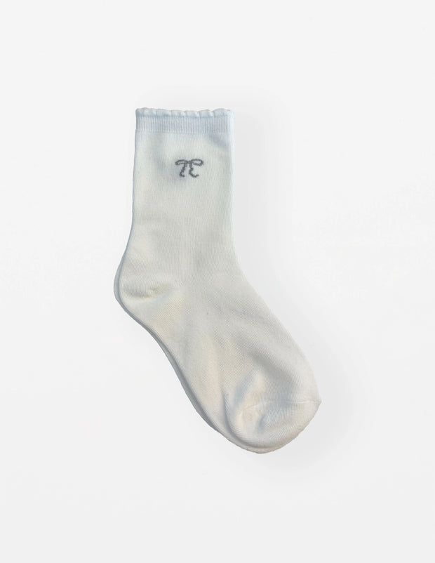 Stella + Gemma Socks - White With Silver Bow