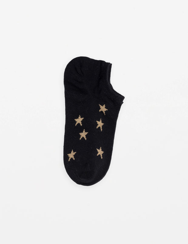 Stella + Gemma Socks - Black With Gold Glitter Stars