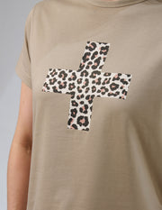 Stella + Gemma Ace Tee - Sage Leopard Cross