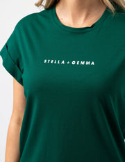 Stella + Gemma Cuff Sleeve T-shirt - Pine S+G Logo