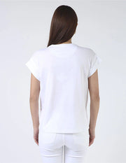 Stella + Gemma Cuff Sleeve T-Shirt - White Champagne Social