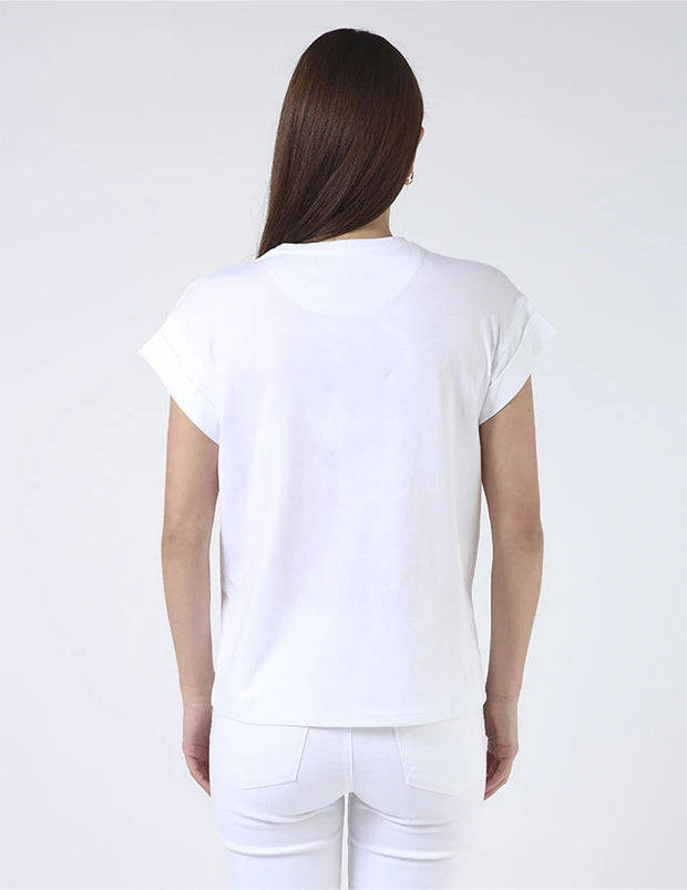 Stella + Gemma Cuff Sleeve T-Shirt - White Champagne Social