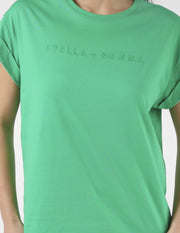 Stella + Gemma Cuff Sleeve T-Shirt - Green Embroidered Logo