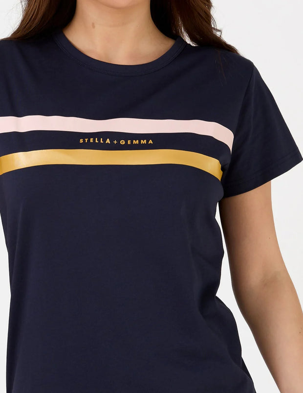 Stella + Gemma T-Shirt - Navy Icon Stripe