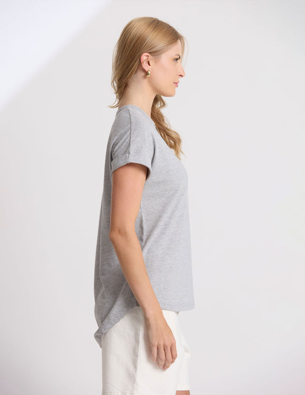 Stella + Gemma Soho Cuff Crew - Grey Marle