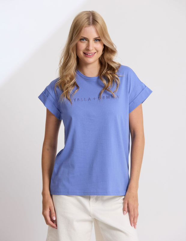 Stella + Gemma Cuff Tee - Cornflour