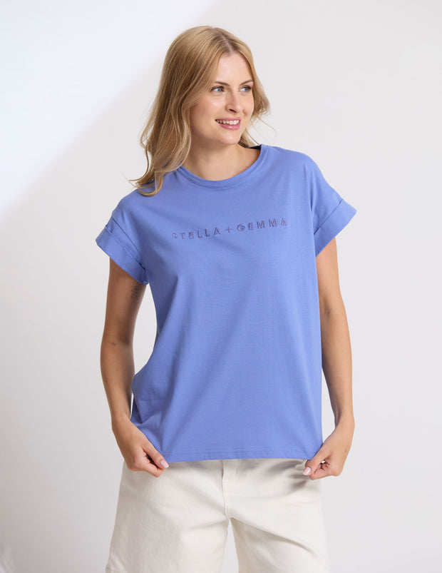Stella + Gemma Cuff Tee - Cornflour