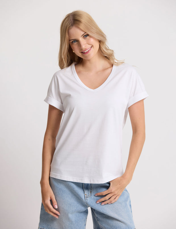 Stella + Gemma Soho Cuff V Tee - White