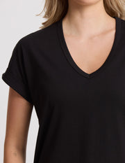 Stella + Gemma Soho Cuff V Tee - Black