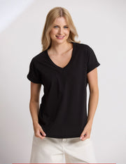 Stella + Gemma Soho Cuff V Tee - Black