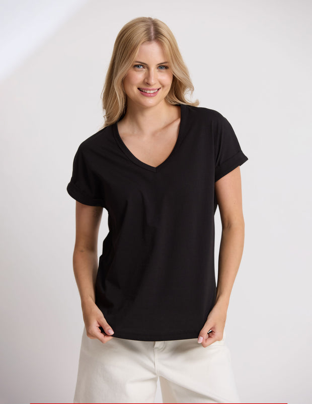 Stella + Gemma Soho Cuff V Tee - Black