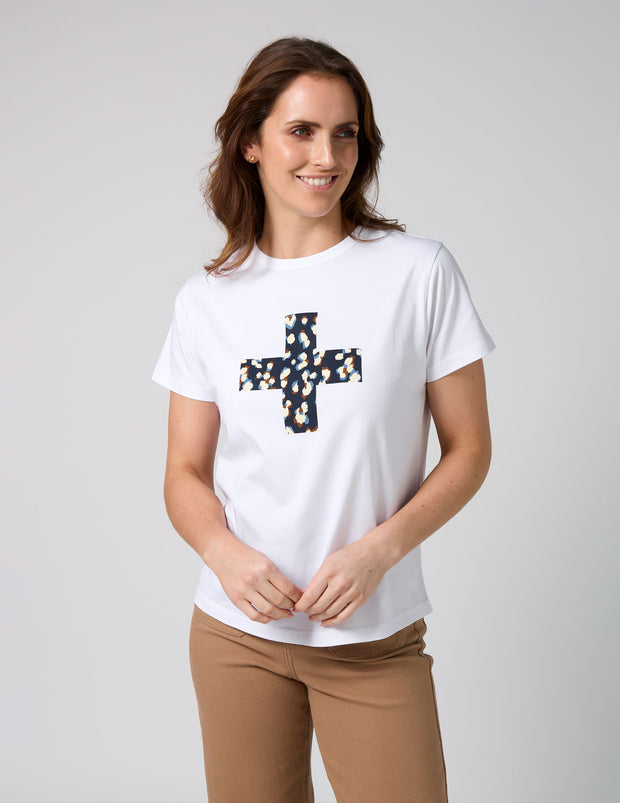 Stella + Gemma Ace Tee Leopard Cross - White
