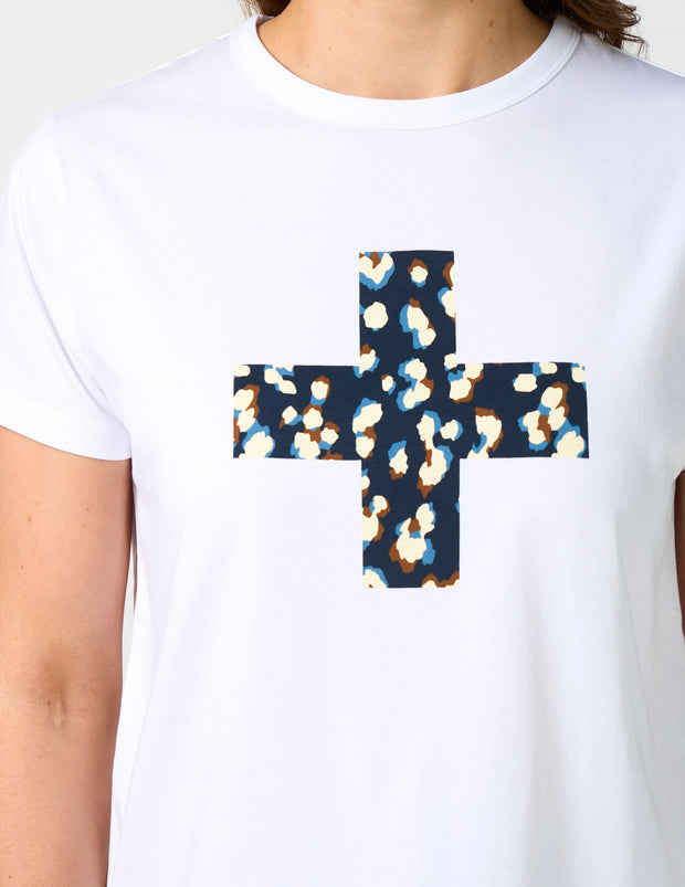 Stella + Gemma Ace Tee Leopard Cross - White