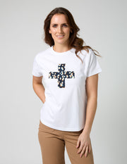 Stella + Gemma Ace Tee Leopard Cross - White