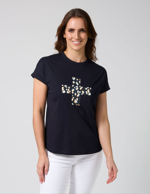 Stella + Gemma Soho Tee Leopard Cross - Deep Navy