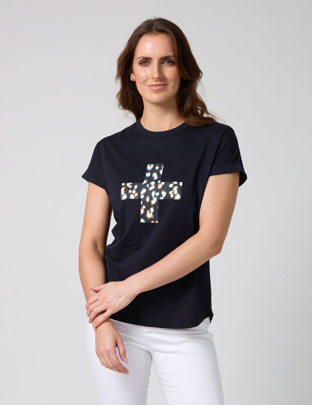 Stella + Gemma Soho Tee Leopard Cross - Deep Navy