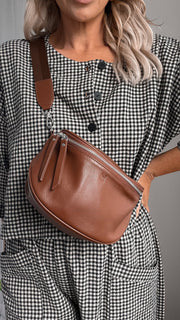 Lemon Tree Dani Crossover Leather Bag - Toffee