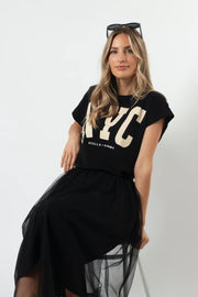 Stella + Gemma Cuff Sleeve T-shirt - Black NYC