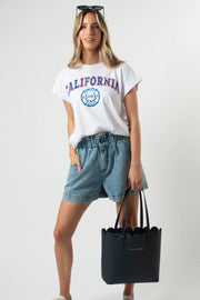 Stella + Gemma Cuff Sleeve T-shirt - White California