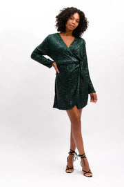 The Others Gloria Sequin Wrap Dress - Emerald