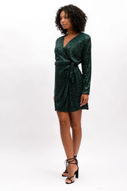 The Others Gloria Sequin Wrap Dress - Emerald