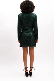 The Others Gloria Sequin Wrap Dress - Emerald