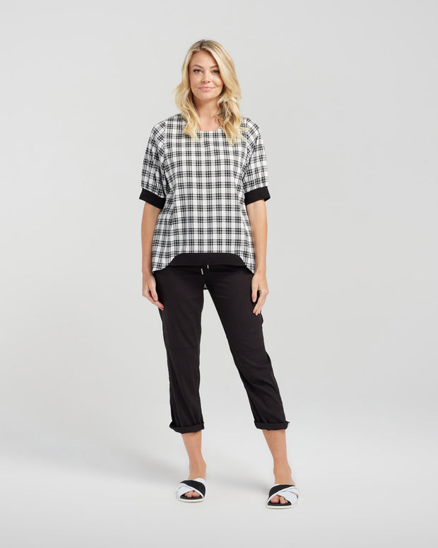 Zafina Havana Top - Black Plaid