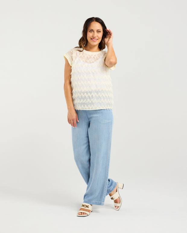 Zafina Charlotte Top - White Tassel