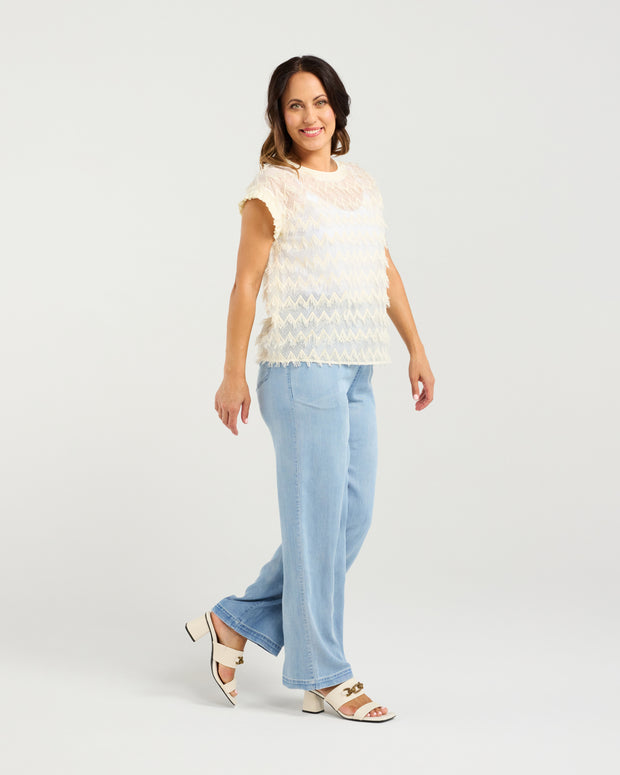 Zafina Charlotte Top - White Tassel