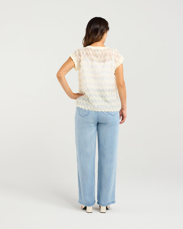 Zafina Charlotte Top - White Tassel