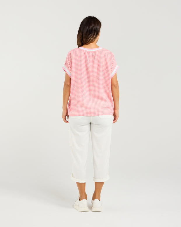 Zafina Olivia Top - Pink Check