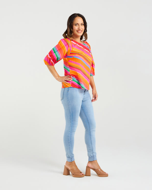 Zafina Willow Top - Dynamic Stripe