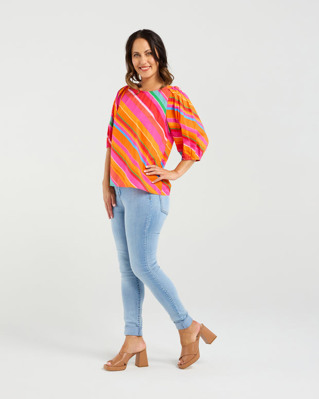 Zafina Willow Top - Dynamic Stripe