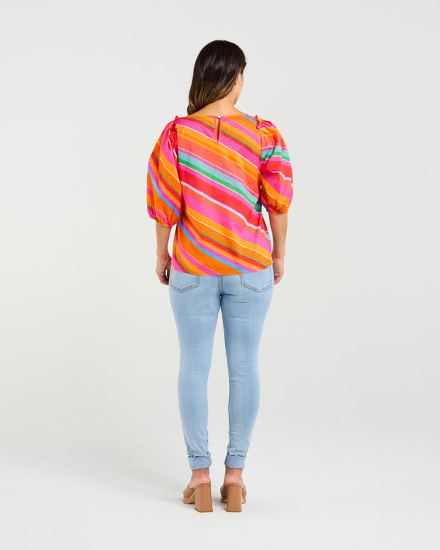 Zafina Willow Top - Dynamic Stripe