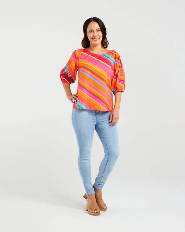 Zafina Willow Top - Dynamic Stripe