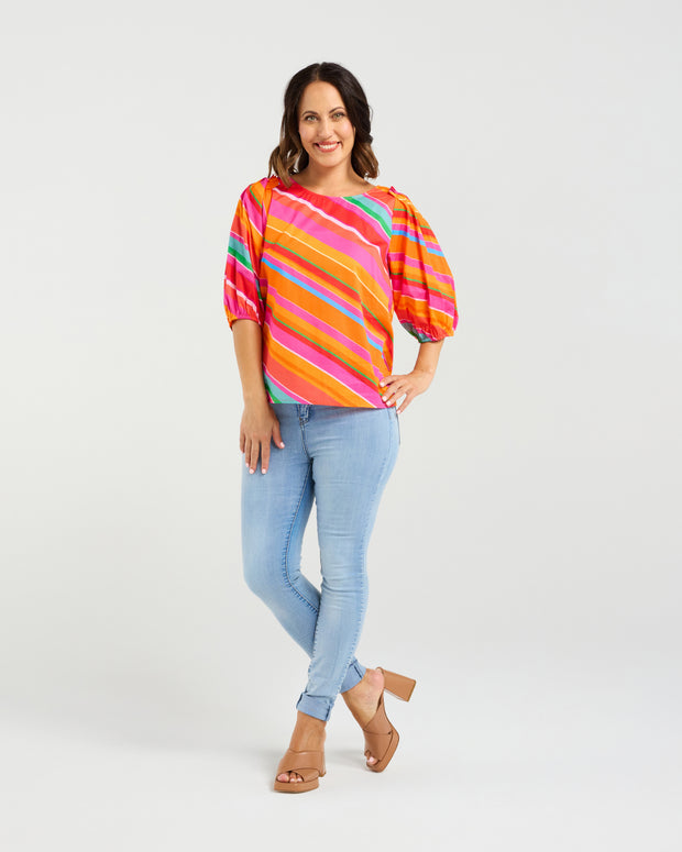 Zafina Willow Top - Dynamic Stripe