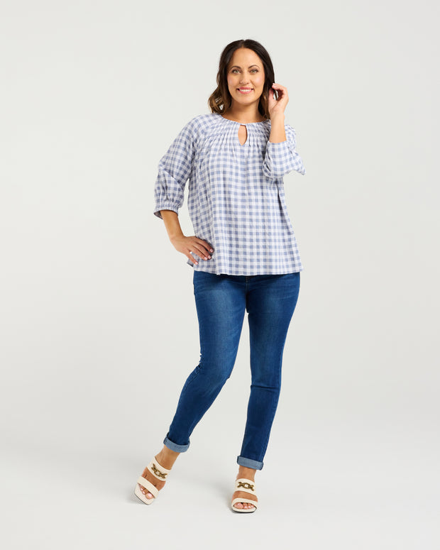 Zafina Hazel Top - Blue Check