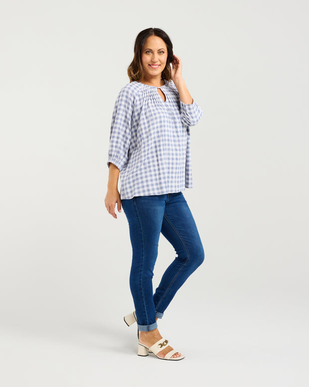 Zafina Hazel Top - Blue Check