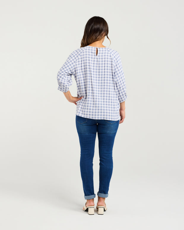 Zafina Hazel Top - Blue Check