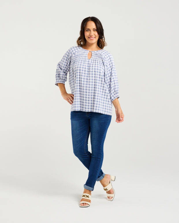 Zafina Hazel Top - Blue Check