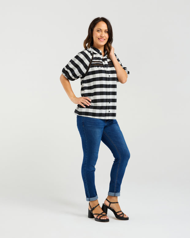 Zafina Penelope Blouse - Black Check