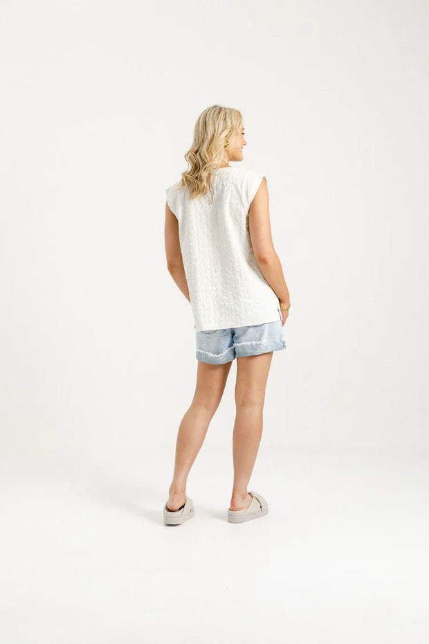 Home-lee Daisy Top - Cream Daisies